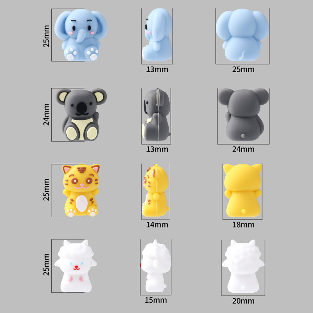 Wholesale 20pcs Cartoon 3D Cute Animals Silicone Beads